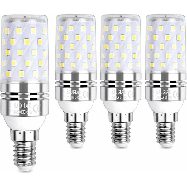 LED-majslampa 12W, motsvarande 100W-lampor, E14, 6000K kallvitt, 1200lm, 4-pack