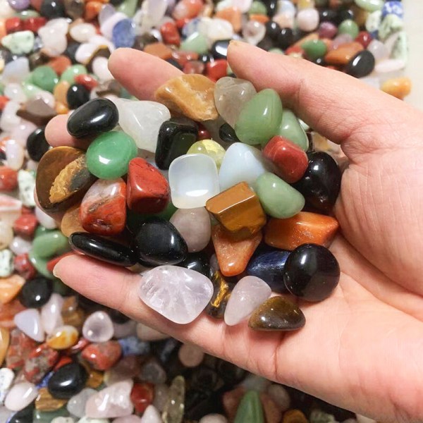 Ädelstenar, blandade högkvalitativa polerade stenar, 500 g, färgglad blandning, 1,5-2 cm stenar
