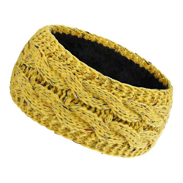 Hodebånd for kvinner, vinter, mykt fôr, vridd kabelstrikk, fargerik konfetti, dobbelt lag, turban, ørevarmer