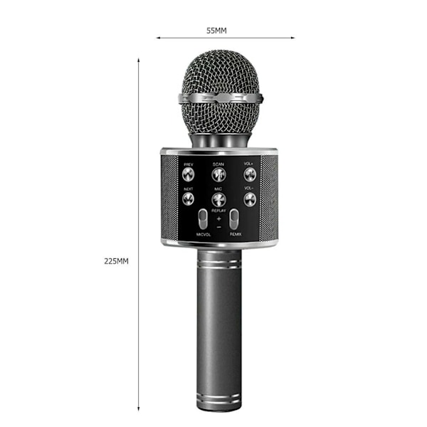 Trådløs Bluetooth Karaoke Mikrofon Højttaler Håndholdt Mikrofon KTV Mikrofon Sort