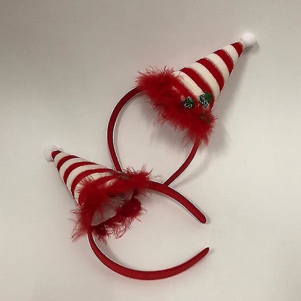Jouluhattu-hiuspanta höyhenillä, raidallinen jouluhattu hiuspanta, juhlava pääpanta