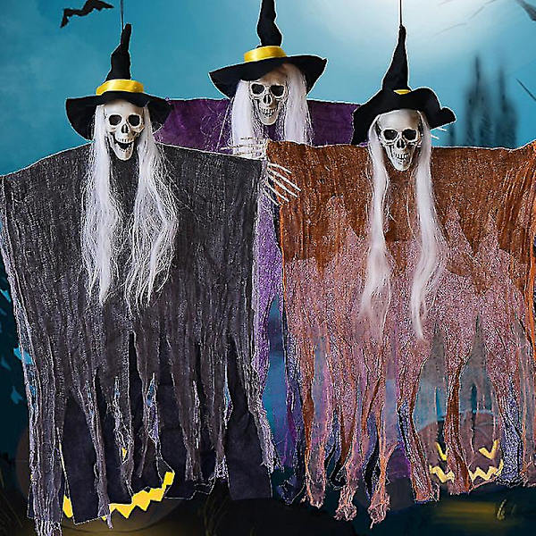 Skjelett Hengende Spøkelse 4-delt Sett Halloween Dekorasjon Hatt Skjelett Hengende Spøkelse Spøkelseshus Hemmelig Rom Scene Layout Rekvisitter