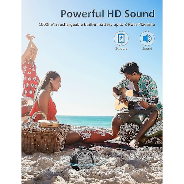 Portabel Bluetooth-högtalare, IPX5 Vattentät Duschhögtalare med HD-stereo, 8 Timmars Spela Tid, Inbyggd Mikrofon, Sugkopp, Trådlös Högtalare för Utomhus