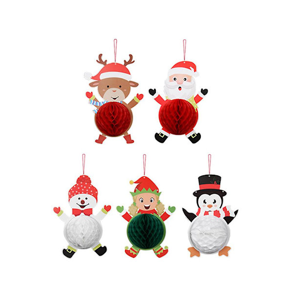 3/5-pack Juldekoration Jultomten Julhjort Snögubbe Vaxkakelformad Hängande Dekoration (4)