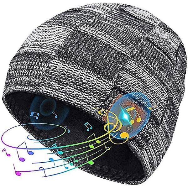 Bluetooth mössa-julstrumpa för män, hatt med hörlurar, jul- och alla hjärtans dag-presenter (grå)