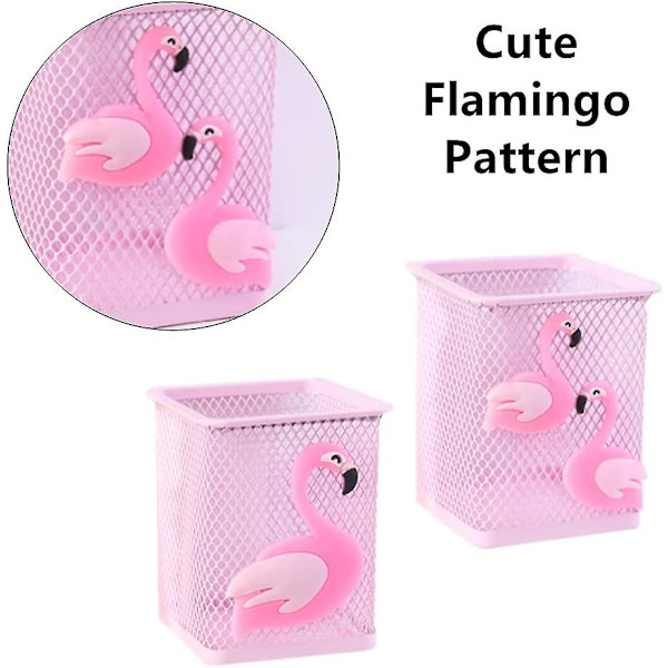 2 st Metall Söta Pennblyertshållare Fyrkantig Pennhållare Flamingo Pennhållare för Barn och Flickor