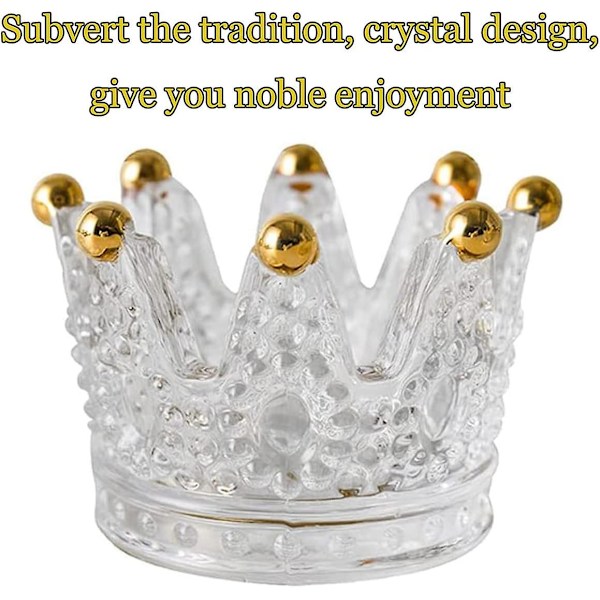 Crown Glass Askfat Dekorativt Glas Askfat, Vacker & Praktisk Bordsskiva Askfat Transparent Handgjord Dekoration Bärbar för Cigaretter Cigarrer