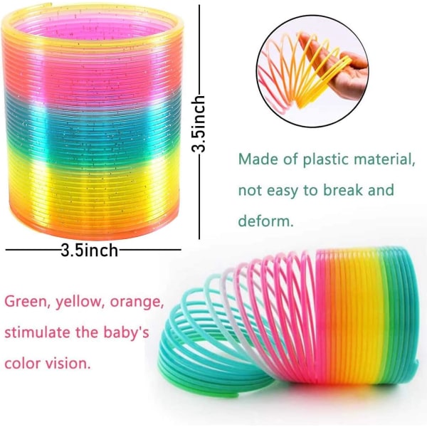 Jumbo Rainbow Coil Spring leketøy, klassisk nyhet og fargerik neon plast leketøy Festrekvisita for gutter, jenter 2 pakke