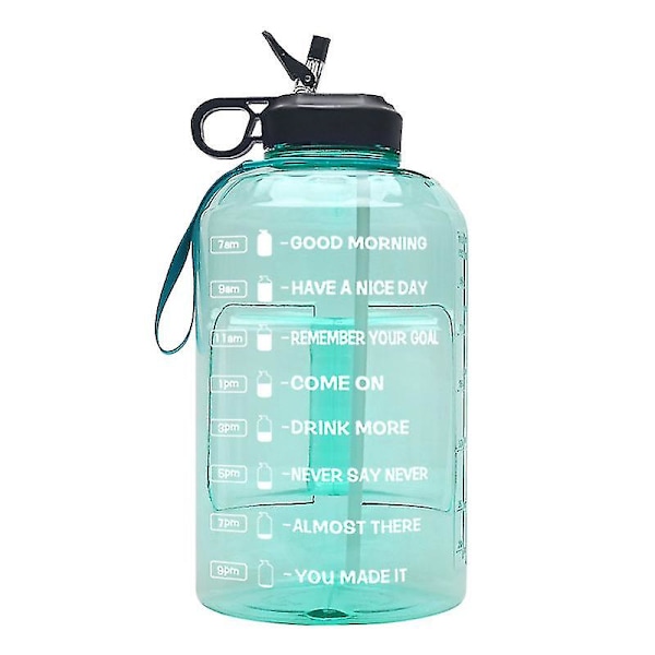 1 Gallons Vattenflaska med Tidsmarkering - 128 Oz Vattenflaska med Sugrör - Gym Vattenflaska med Rem - Stor Vattenflaska - Återanvändbara Vattenflaskor Med