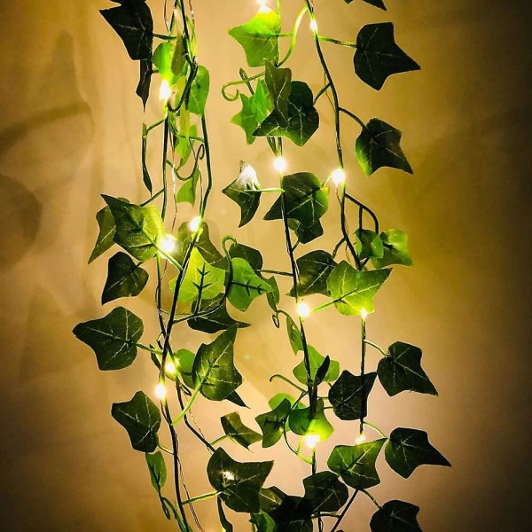 Fairy Lights With Leaves, 20/100 LEDs Ivy Flower Garland Fairy Lights Fleksibel kobber til indendørs soveværelse bryllupsfest dekoration