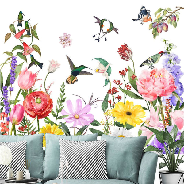 En set Wall Stickers planterar fåglar blommor Väggdekor Väggdekoration för vardagsrummet kontor sovrum