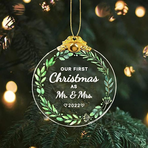 Klar Kristalljulkula, Första Juldekorationen För Nyfödd, Son, Dotter, Herr Och Fru - Guld