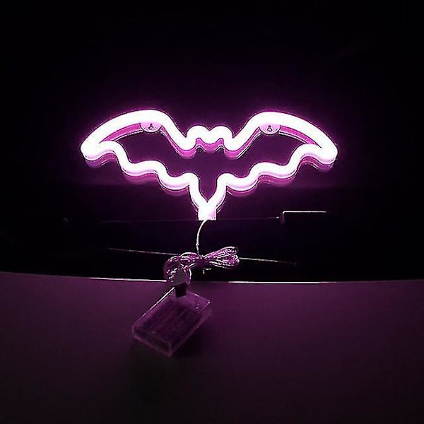 Lepakko Neon-kyltit, Led Festival Pink Lepakko Neon Valot, Halloween Koristeet Pöydälle Työpöydälle Sisätiloihin Kotiin Makuuhuoneen Koristeet Usb Lataus & Akku