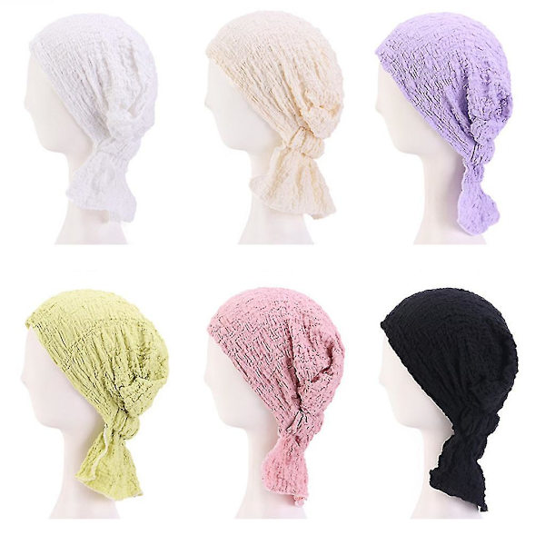 Kvinnors Bubbelrynkig Turbanhatt Förbunden Elastisk Beanie För Huvudomslag Kemohätta