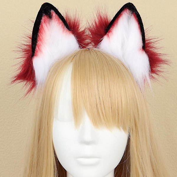 Plush Animal Ears Hair Hoop Handmade Wolf Ears Headband Cosplay Party Props