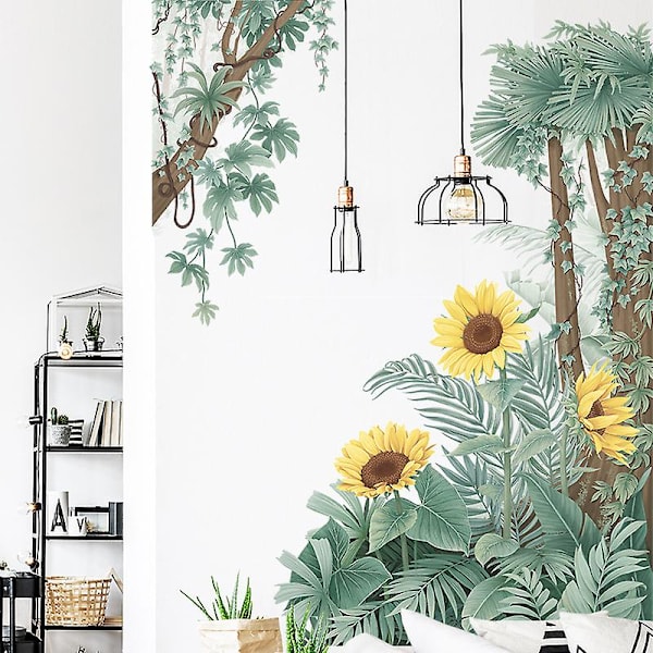 En uppsättning väggdekaler blommor växter träd väggdekaler väggdekor för vardagsrum sovrum kök kontor