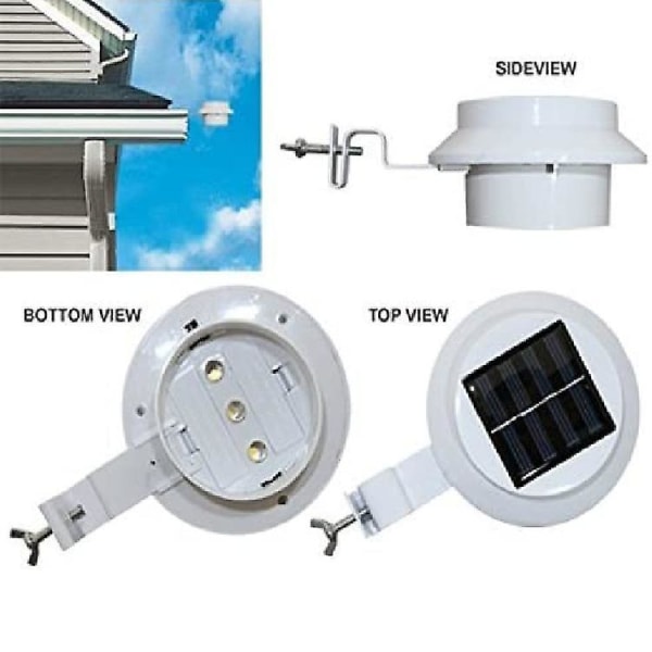 Utomhus solcellslampa, varmvit trädgårdslampa solcellsstaketlampa för uteplats, trottoar, gård, garage, allé, staket 8 timmars långvarig belysning, 3 LED-pärla