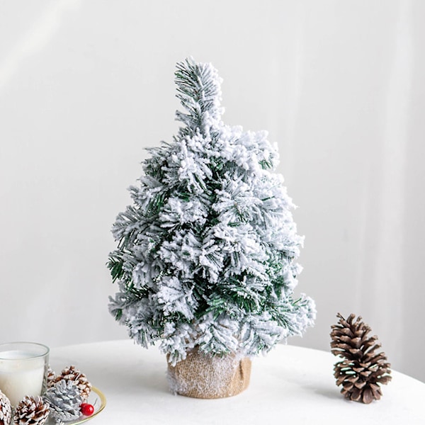 Vivid Fine Texture Mini Julgran Realistisk Handgjord Flockad Julgransmodell för Hemmet (2,50cm)