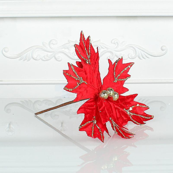 3 st Glitter julgransdekorationer med stjälk Julblommor DIY simulering blomdekoration