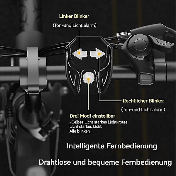 Cykelblinkers med trådlös fjärrkontroll, två lampor delad bakljus med indikator, USB-laddningsbar