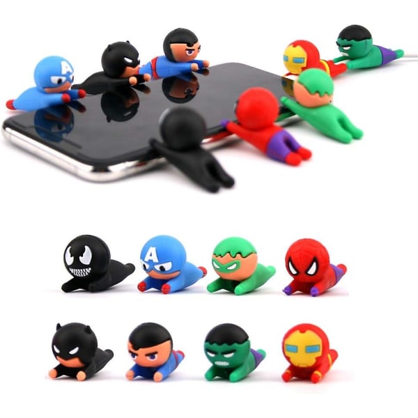 8 kpl Super Hero Data/Lataus/Lightning Cable Protector Saver Chewers VAIN yhteensopiva Apple Lightning Interface (SuperHeros-8PCS) kanssa