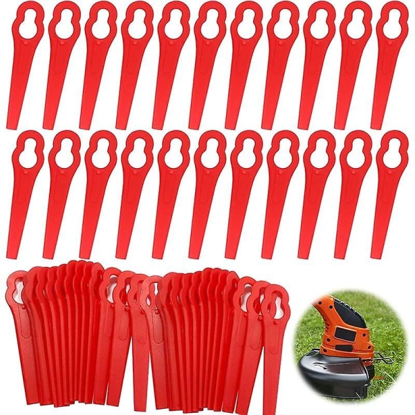 Röd plastgrästrimmer, 60 st klippknivar, klippknivar i plast, gräsklipparblad i plast, tillbehör till gräsklippare, ersättningsblad av plast för G