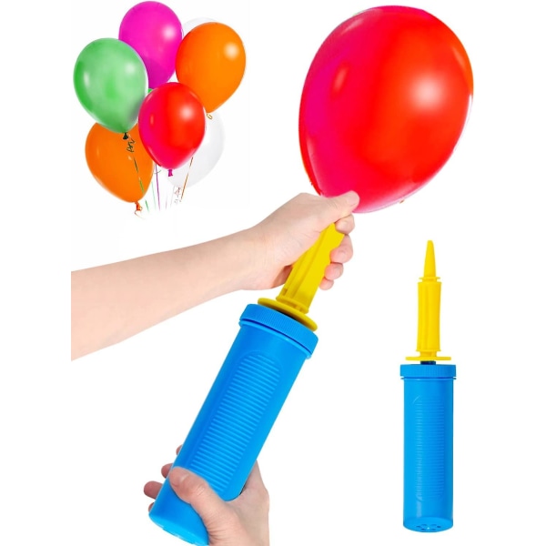 Ilmapallopumppu, kädessä pidettävä ilmapallopumppu, manuaalinen ilmapallopumppu, puhallettava ilmapallopumppu, hääilmapalloihin, syntymäpäiväjuhlakoristeisiin, sininen keltainen Weddi