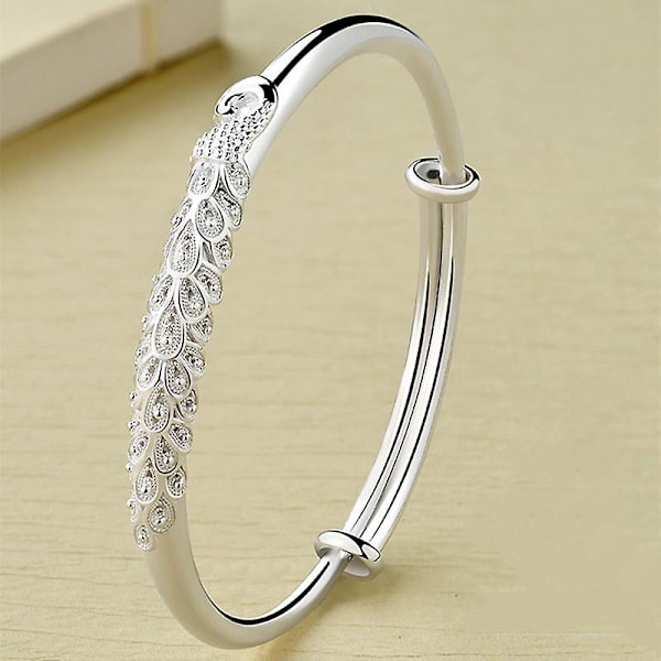 Dam Silver Plated Elegant Armband Charm Bröllop Smycken Present Justerbar, 1 st