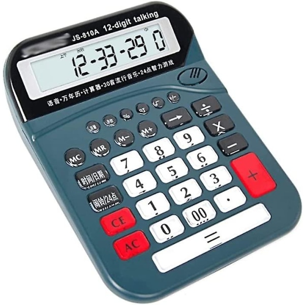 Kalkulatorer Kontor Skrivebordskalkulator 12-sifret stor LCD-skjerm Real Voice Finansregnskap Hjemmekontorrekvisita Kreativ kalkulator