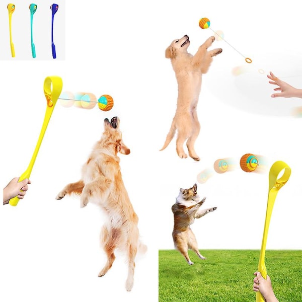 Sällskapshund kasta käpp med boll hund kasta boll leksak husdjur kasta käpp träning leksak kasta boll gul (gul)
