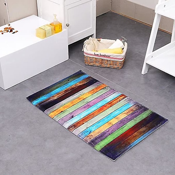 Fin halkfri och snabbtorkande matta - Golv / Bad / Dusch / Köksmatta, Polyester, Bunte Streifen, 40 x 60 cm