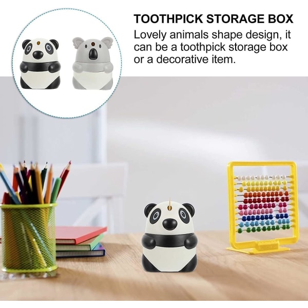 2-pack tandpetarehållare dispenser söt panda koala automatisk tandpetare dispenser pop-up tandpetare förvaringslåda