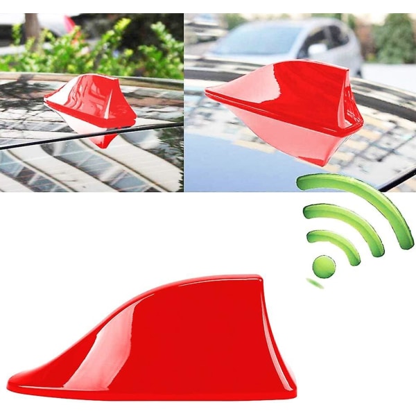 Car Shark Fin, Shark Antenn Universal vattentät takradioantenn för bil FM-radioantenn med vattentät självhäftande bas (röd)