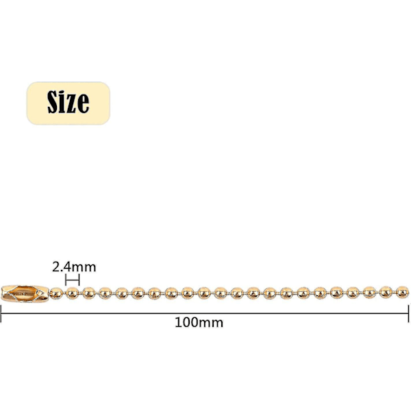100 kpl 100 mm pitkää kultaista helmiketjun liitäntälukkoa 2,4 mm halkaisijaltaan palloketju lahjaksi