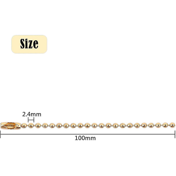 100 stk 100 mm lange gullperle-koblingslåser 2,4 mm diameter kjedeperler gave