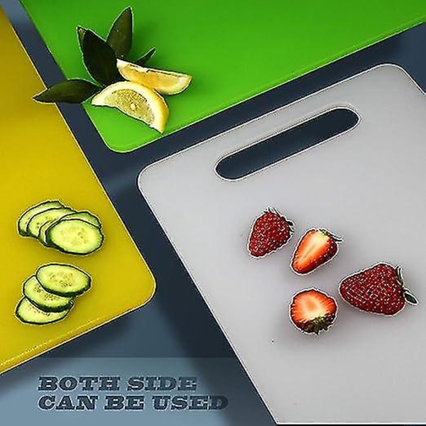 (vit) 30 X 20 X 0.55cm Plastskärbräda med handtag, livsmedelssäker, BPA-fri, diskmaskinssäker, tjock skärbräda, lätt att greppa
