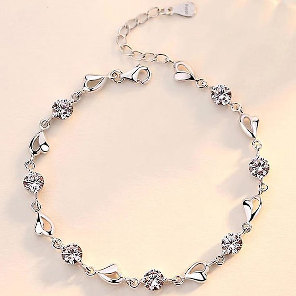 Kristallhjärta Charm Armband Silver Kvinnors Armband Smycken Present, 1 Räkning