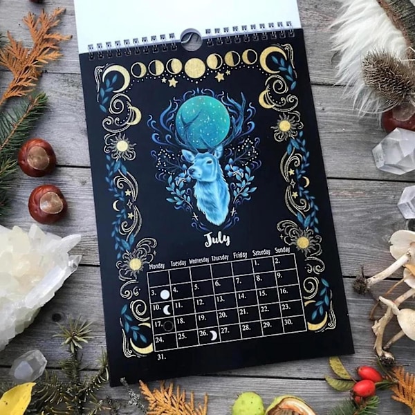 Ny Dark Forest Lunar Calendar Väggkalender Månadsvis Färgglad Väggkalender