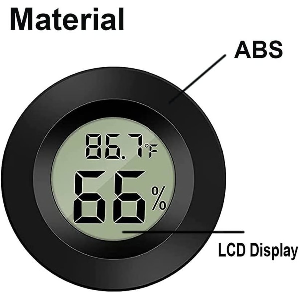 Meggsi 2-pak mini digitalt hygrometer måler indendørs termometer, LCD-skærm Temperatur udendørs luftfugtighedsmåler til humidorer Drivhuscigarkrukker Incu