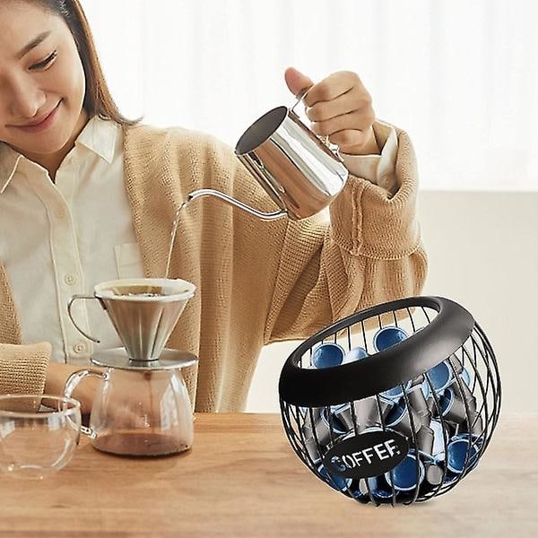 Kaffe kapsel oppbevaringskurv metall kaffe kapsel koppholder stor kapasitet K koppholder kaffe kapsel oppbevaringskrus kaffebar pose svart