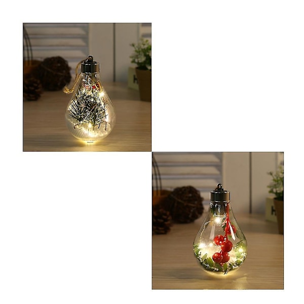 2 st Transparent Julkula Juldekoration Kreativ Simulerad Glödlampa Julgran D