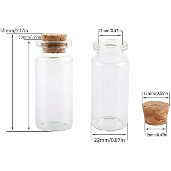 24 kpl 10 ml lasipulloa korkkitulpilla DIY-koristelu Mini lasipullot Korkkiviesti Lasipullo Pullo Korkki Pienet lasipullot Purkit Korkit
