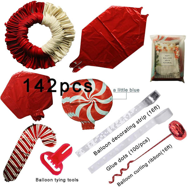 Julballonggirlangbåge Kit 144 Stycken Med Röda Vita Godisballonger Presentaskballonger Röda Stjärnballonger För Jul