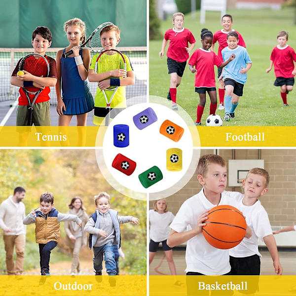 6 PCS Fargerike Sports Armbånd Bomull Svettebånd Armbånd Håndledds Svettebånd Håndledd