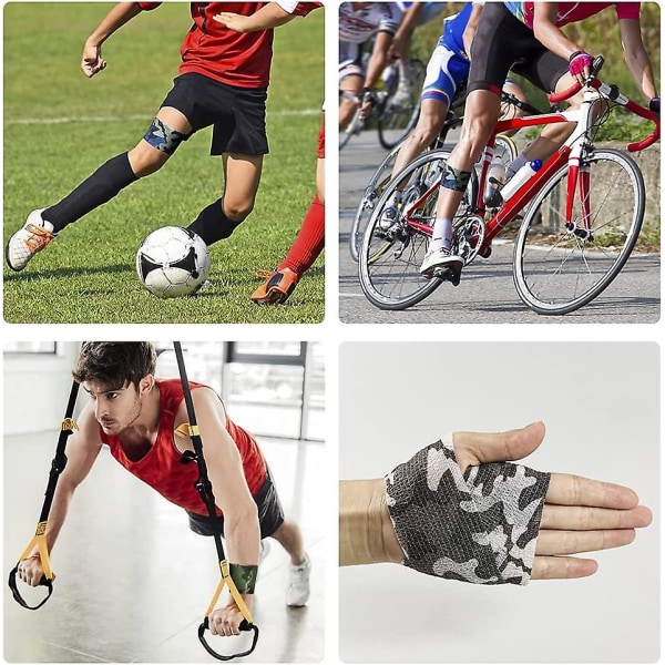 6 rullar kamouflage kohesiv tejp självhäftande kamouflagebandage, 5m*4,5cm