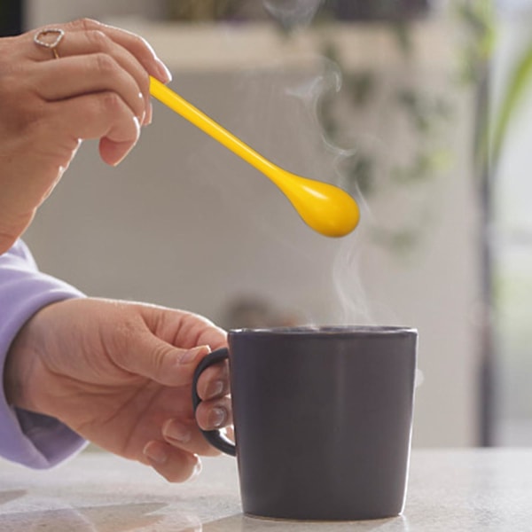 6 stk. langskaftede skjeer, fargerike skjeer, lengde eggeskjeer, kaffeskjeer, kafferøreskjeer