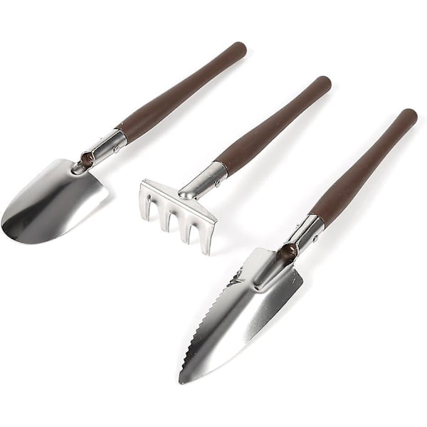 3-delad uppsättning miniträdgårdsredskap, liten spade, kratta, arbetsset, leksaker för barn, suckulenta växter, kaktus, miniatyr inomhusväxter (plast)