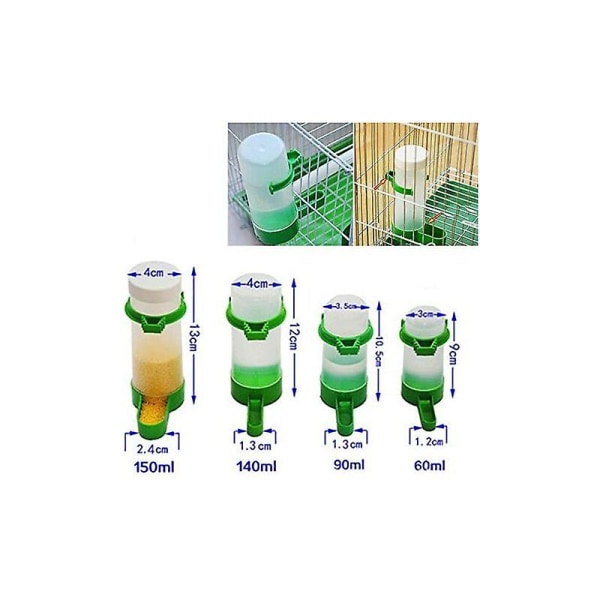 Bird Cage Waterer - Fuglemater/vanner i plast, automatisk burfrøvannmater for Parrot Budgie (140 ML)