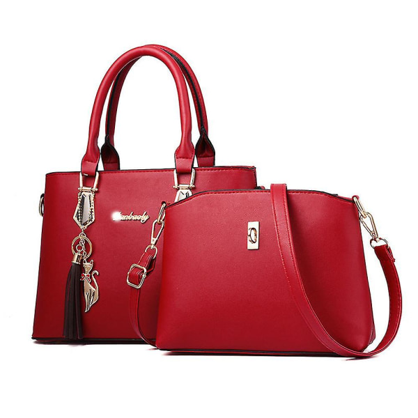 Axelväska för damer Handväska Set Sling Bag med Handväska Set (röd)