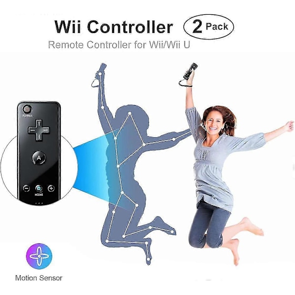 Bameca Wii-handkontroll 2-pack, Wii Remote-handkontroll för Wii och Wii U